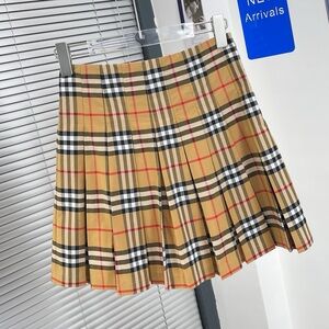 Burberry Beige and Black Plaid Skater Skirt
